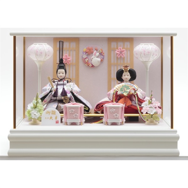 久月 親王ケース飾り「花うさぎ」 4960282394463 ひな人形 雛人形