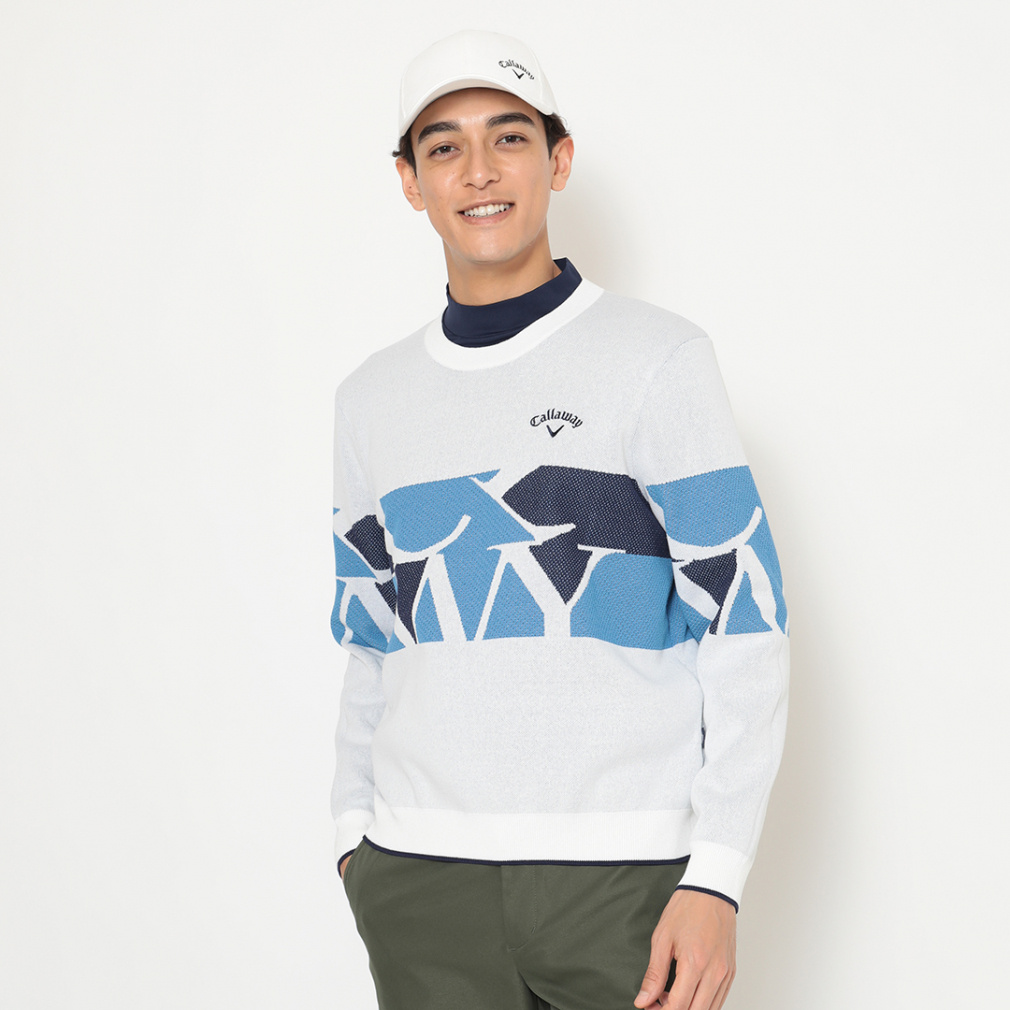 キャロウェイ ゴルフウェア 長袖セーター 秋 冬 ロゴジャカードクルー