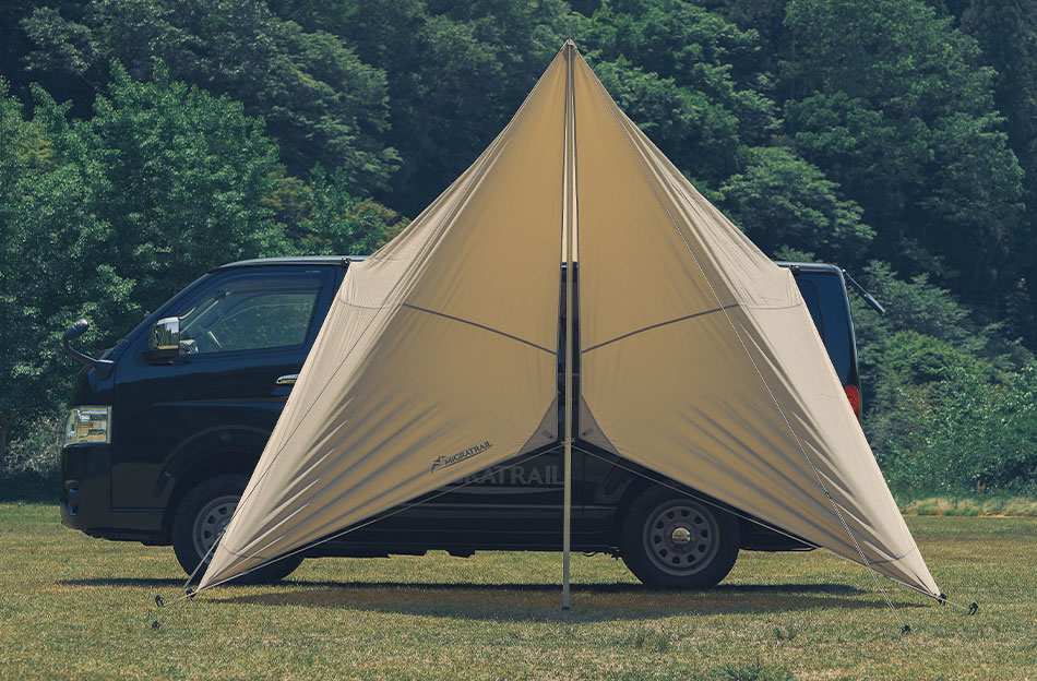 夏のキャンプに涼しい一工夫！大型ウイングタープ＆ジムニー用多機能