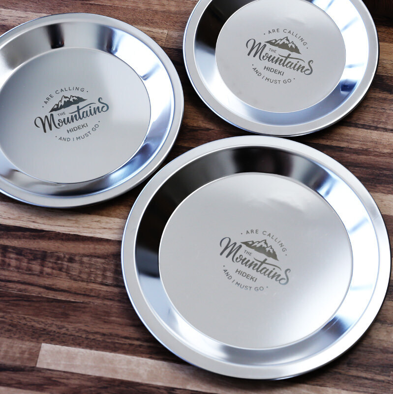 アウトドア 実用的 燕三条 プレート 皿 20.5cm 2枚 名入れ プレゼント