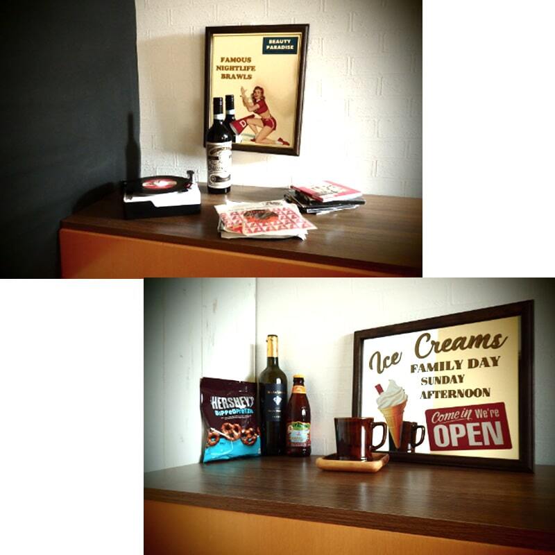 パブミラー かっこいい 壁掛け ミラー おしゃれ 木製 鏡 レトロ 車