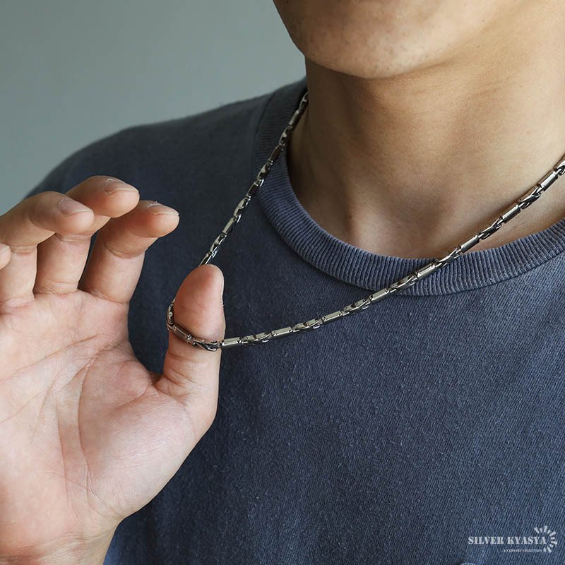 6粒 純チタン 磁気ネックレス シルバー Titanium チタンネックレス