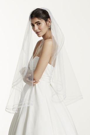 One Tier Mid Length Veil with Faux Horse Hair Edge | David's Bridal