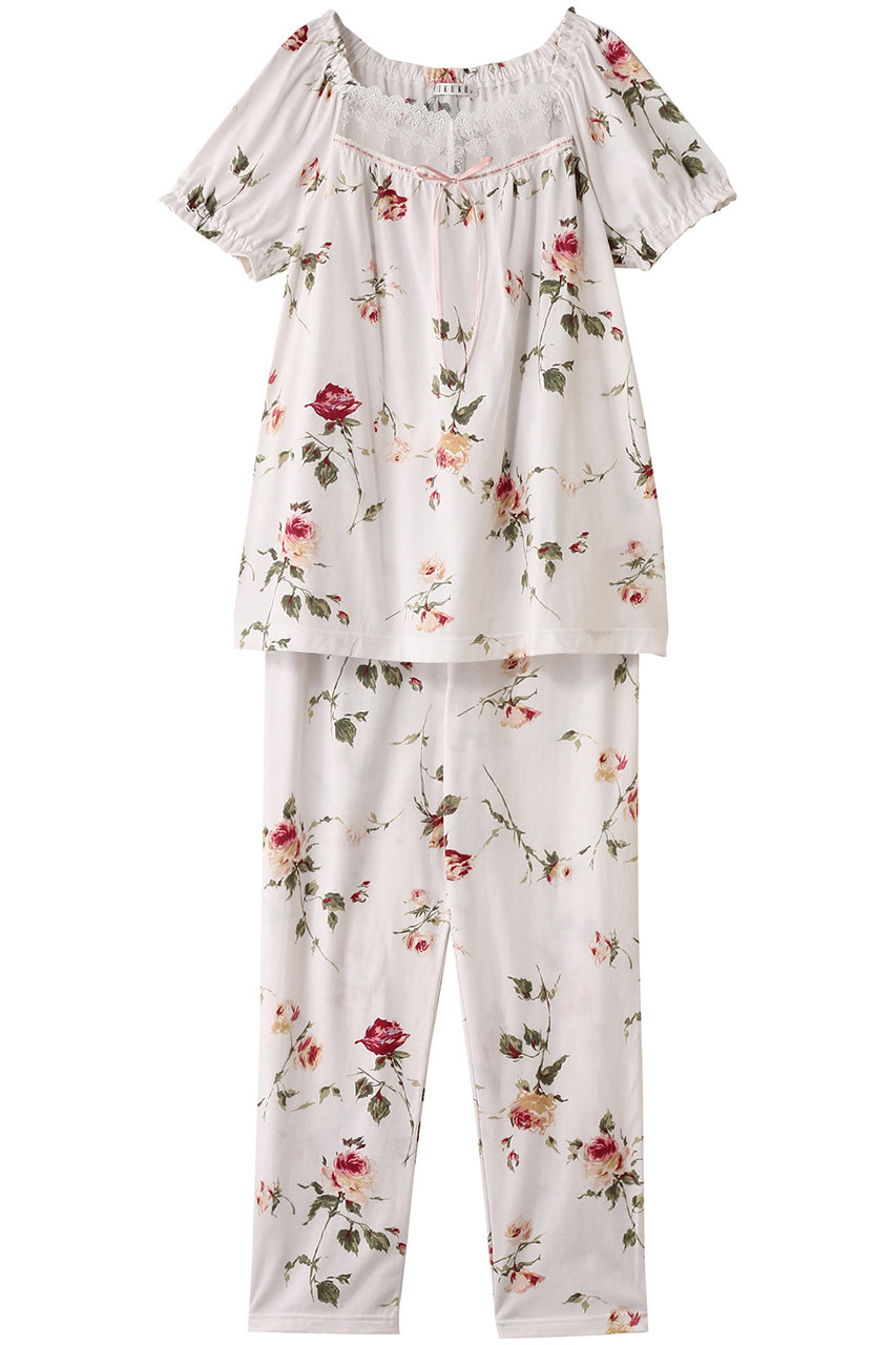 IKUKO(イクコ)｜SZ天竺花柄プリント フロントレースパジャマ