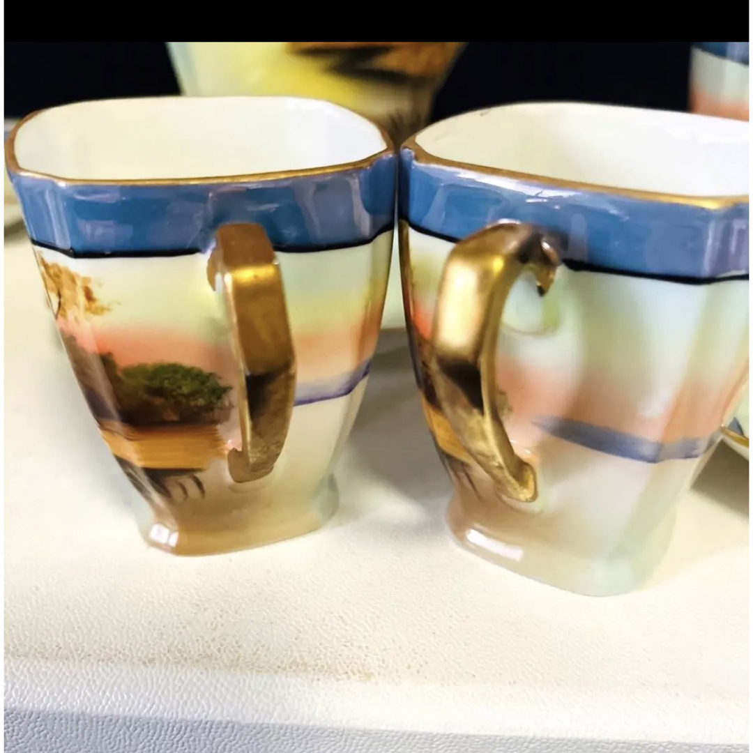 Noritake - オールドノリタケ 風景 ラスター彩 大きめポット セットの