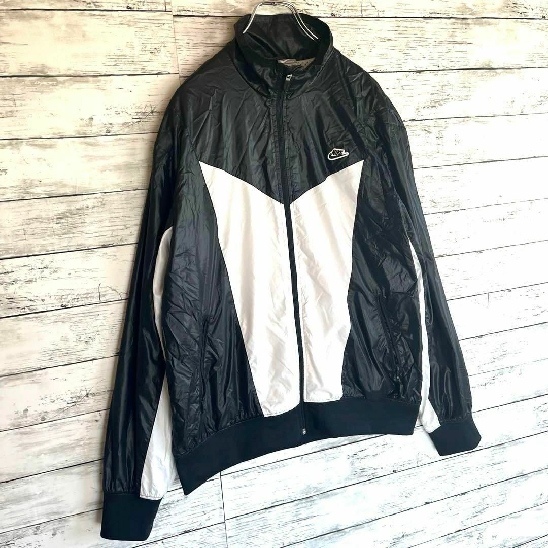 NIKE - 【入手困難】NIKE 刺繍ロゴ 白黒 ナイロンジャケット L B80の