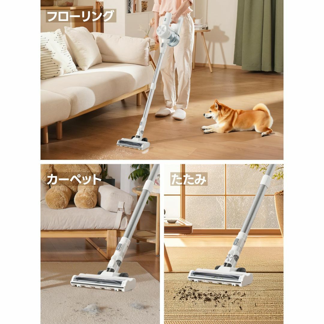 掃除機 コードレス 42000pa LEACCO コードレス掃除機 自立式 軽量の