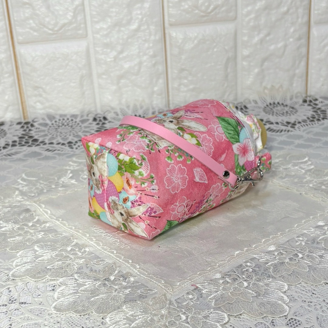 ペットボトルカバー ミニ 輸入生地うさぎ柄 ピンク ハンドメイドの通販