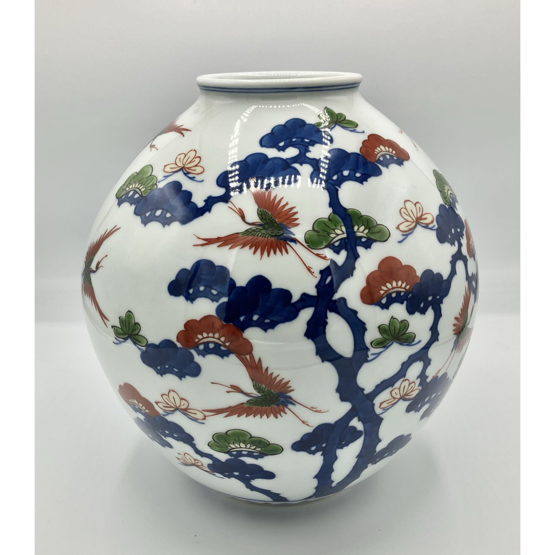 源右衛門窯 - ◯ 有田焼 源右衛門窯 「染錦松鶴花瓶」の通販 by ギャオ