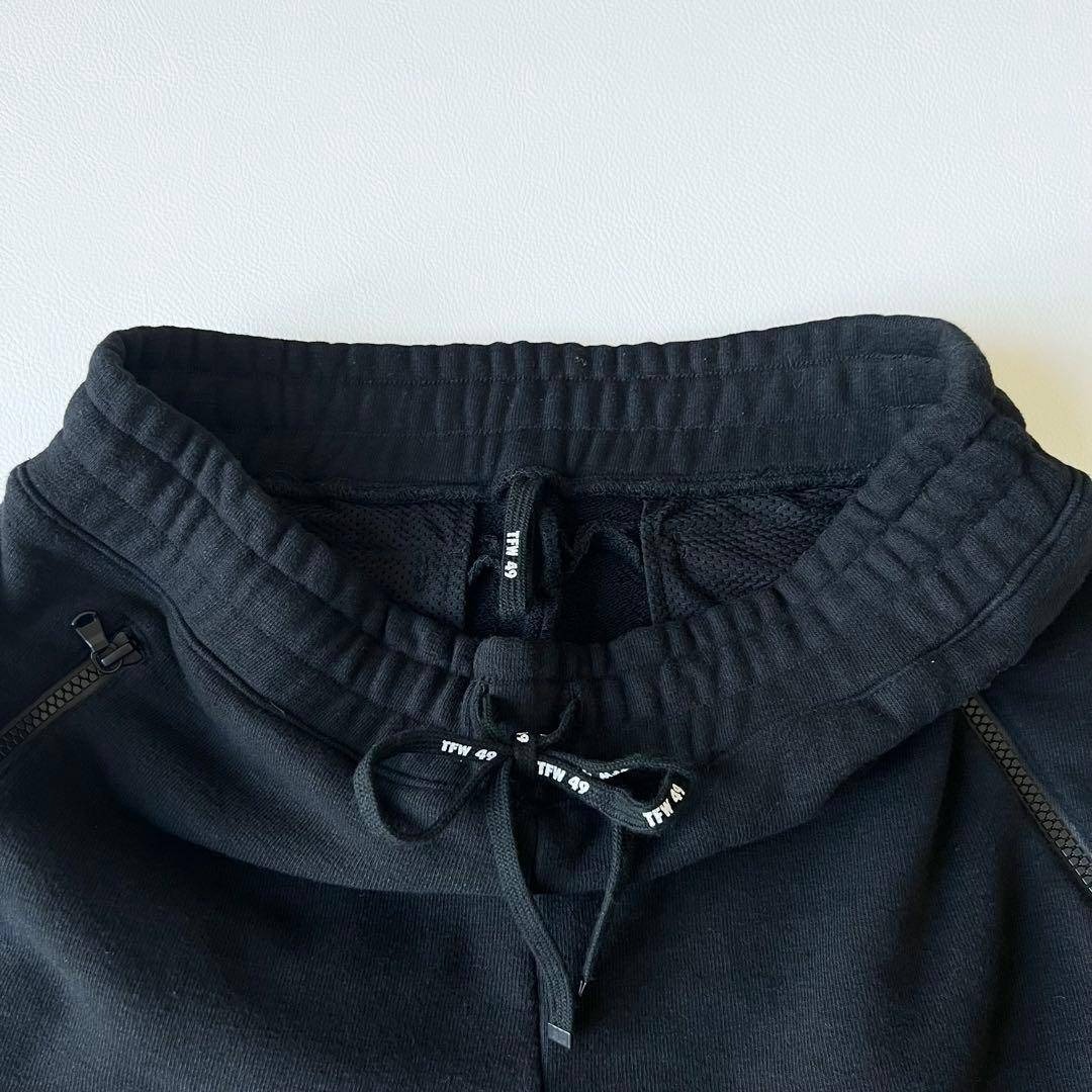 3219【美品】TFW49 ストレッチパンツ チャックポケットスウェット M 黒