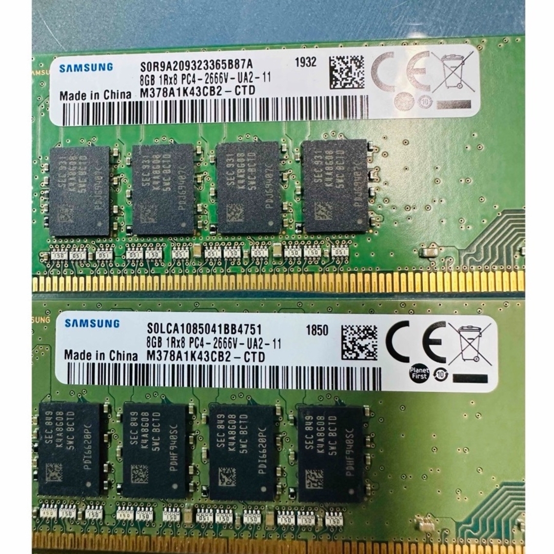 SAMSUNG - 21. 各社DDR4 16GB （8GB*2） の通販 by 福ちゃん's shop