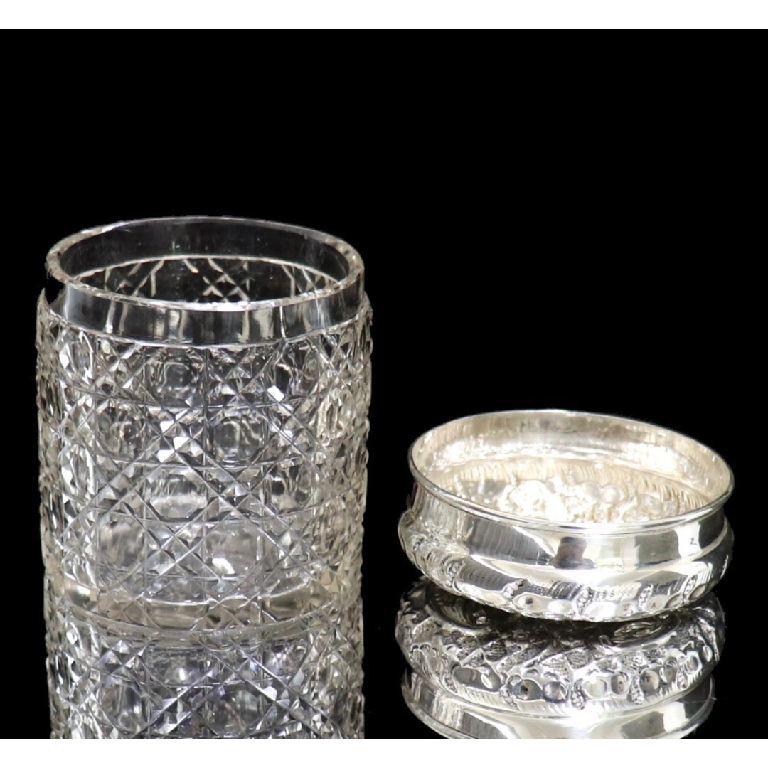 Baccarat - オールド・バカラ レア ディアマン・ピエーリー 蓋物 銀