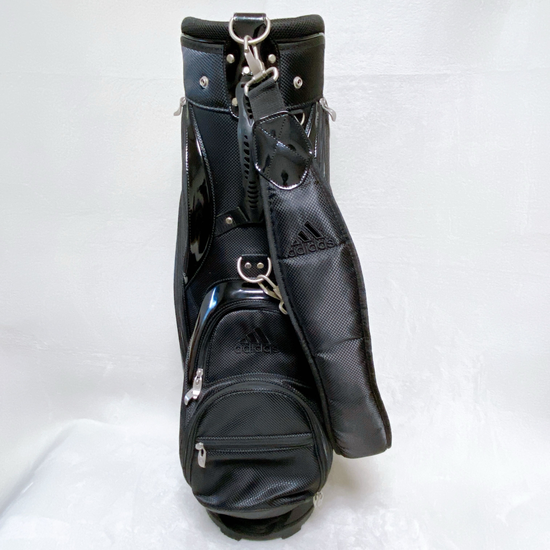 アディダス キャディバッグ オールブラック 黒 エナメル 合成皮革 9型
