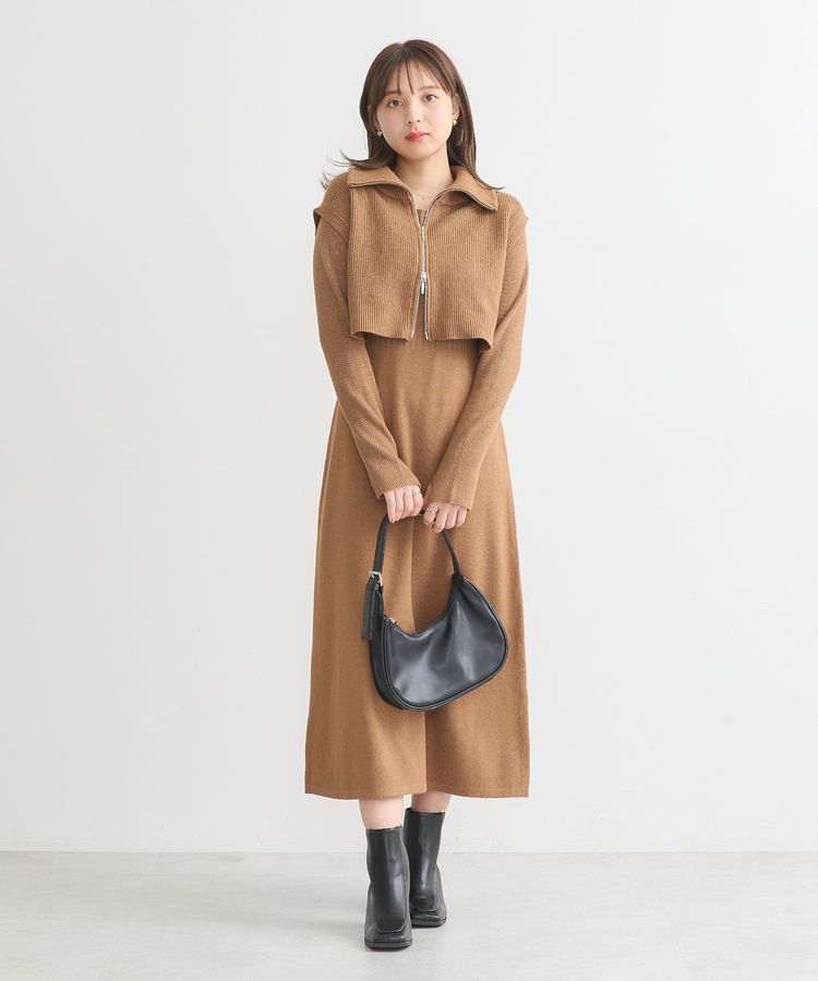 SET2点ZIPベスト+ニットワンピース/earth music&ecology（アース