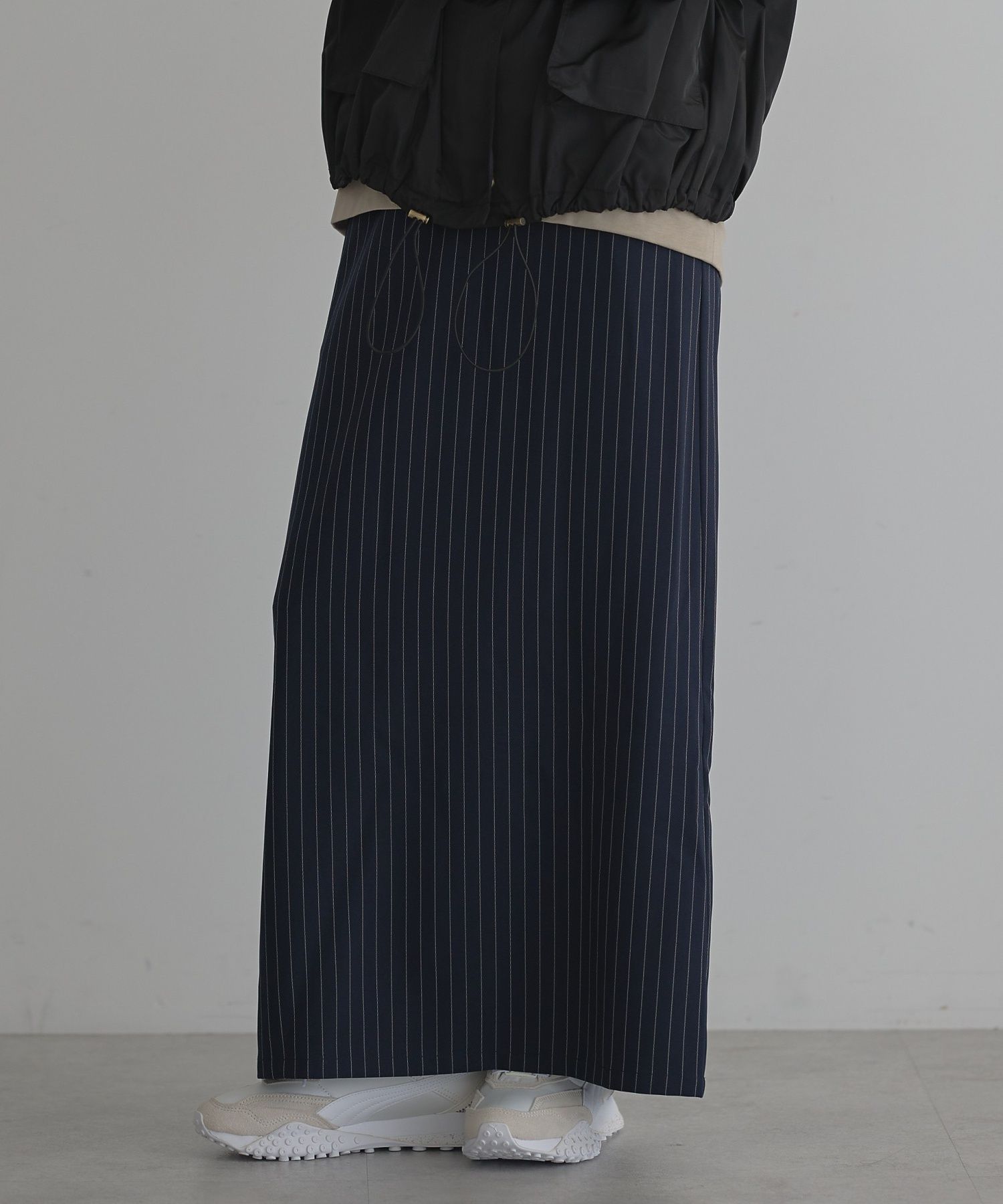 ネイビーストライプロングタイトスカート/GARAGE OF GOOD CLOTHING