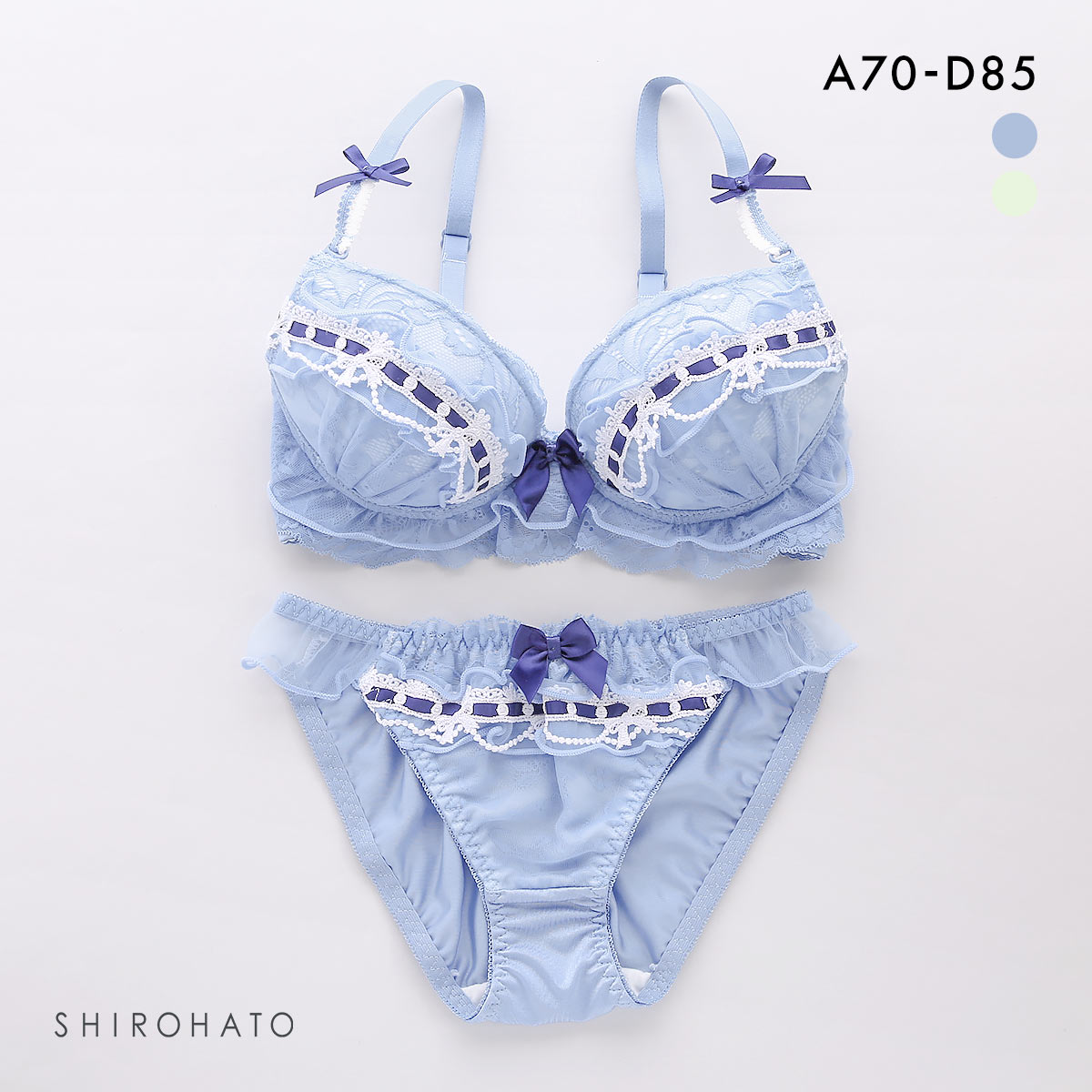 ピュアシェリ シアーフリル リボン通し ブラセット ABCD ブラジャー