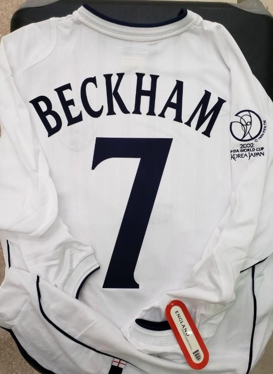 イングランド代表（H）2002 W杯 長袖 ベッカム＃7 MTD刺繍、50th