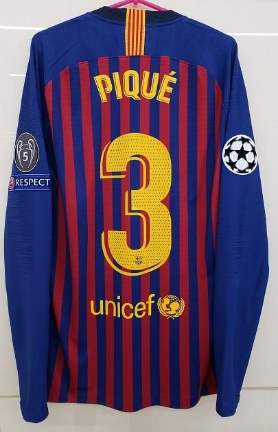 FCバルセロナ（H）18/19 選手支給 長袖 UEFA CL用 ピケ＃3！！