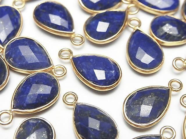 動画】ラピスラズリAAA- 枠留めペアシェイプカット13×9mm 18KGP 2個