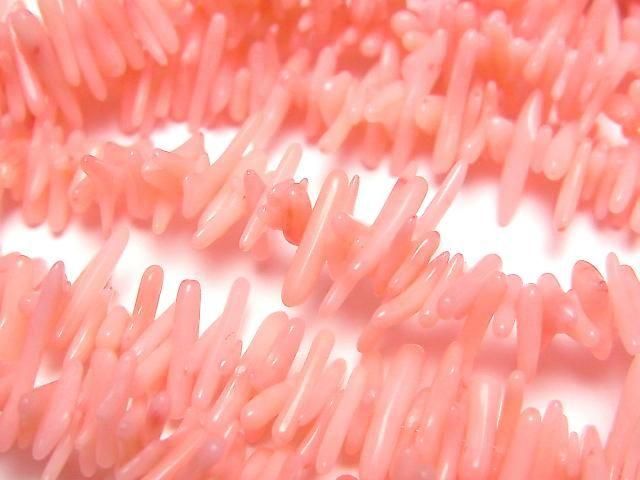 ピンクコーラル（染色） 枝スティック（チップ） 1連｜天然石ビーズの