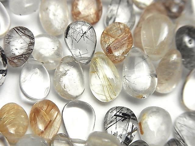 動画】ルチルクォーツ×トルマリンクォーツAA++ ペアシェイプ(プレーン