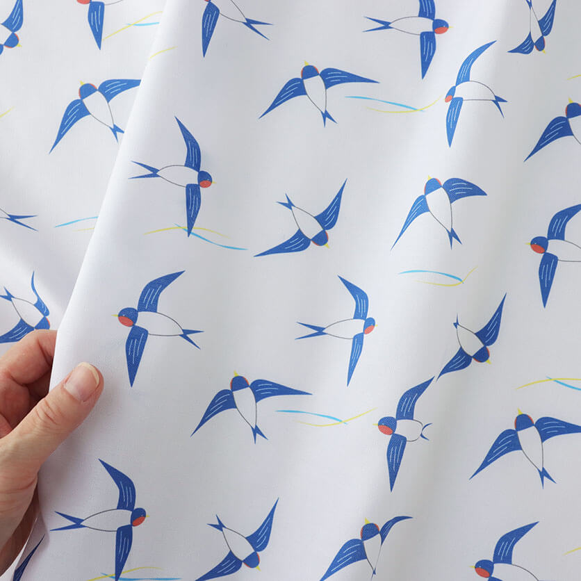 ツバメ（ホワイト）鳥柄- 布・生地の通販サイト：nunocoto fabric