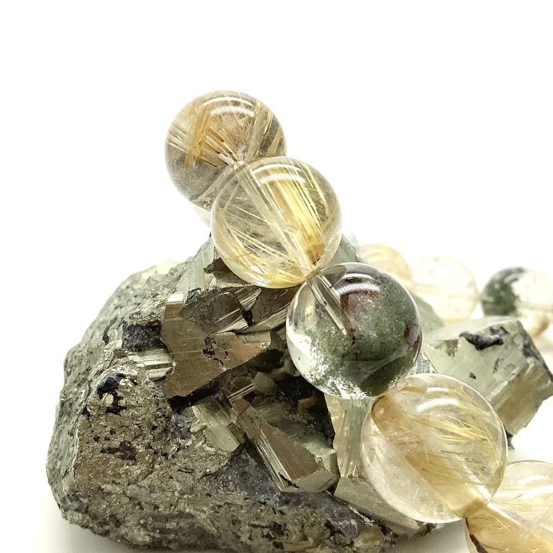 ゴールドルチルクォーツ/ガーデンクォーツ ブレスレット 】 針状結晶