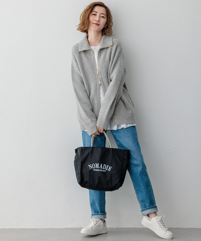 洗える】カシミヤブレンド ジップアップ ニットブルゾン(506952564