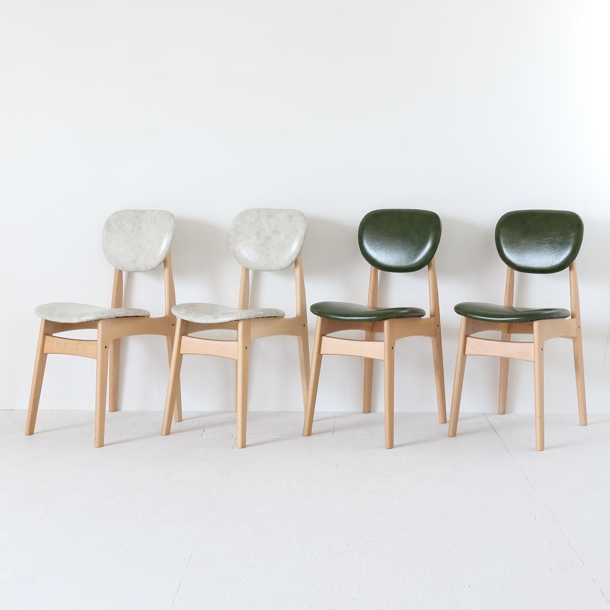 職人家具 ikpイカピーチェアー グリーンレザー 木部ナチュラル