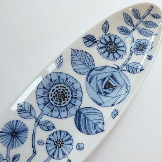ギャラリー】北欧花柄 細楕円皿 - ウツワトエツケ ギャラリーショップ