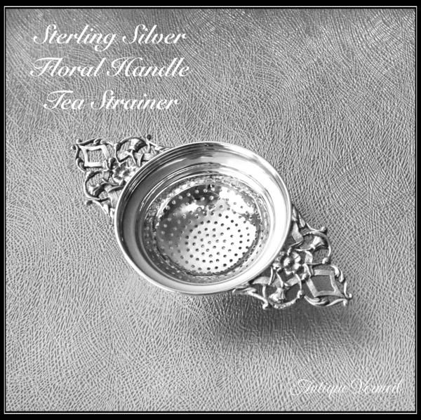 George V Sterling Silver Floral Handle Tea Strainer 英国