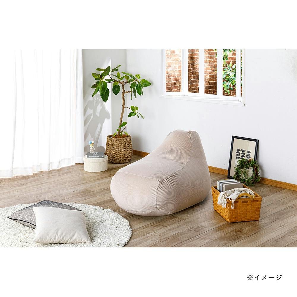 ソファクッション専用カバー L リブホワイト※カバーのみ | クッション