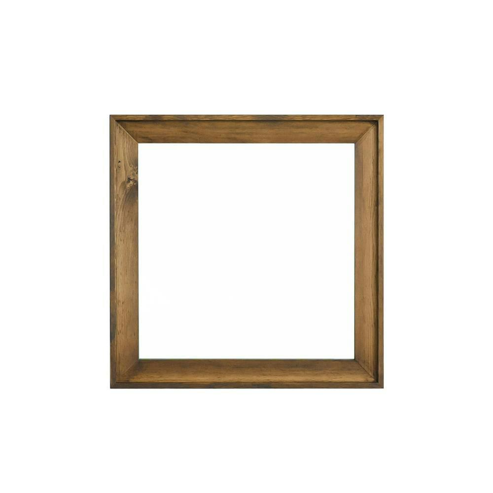 L型フレームウォールミラー(680×680)(アンティークブラウン)】鏡