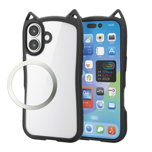 iPhone 17 Pro ケース ハイブリッド 衝撃吸収 猫耳デザイン ナイト