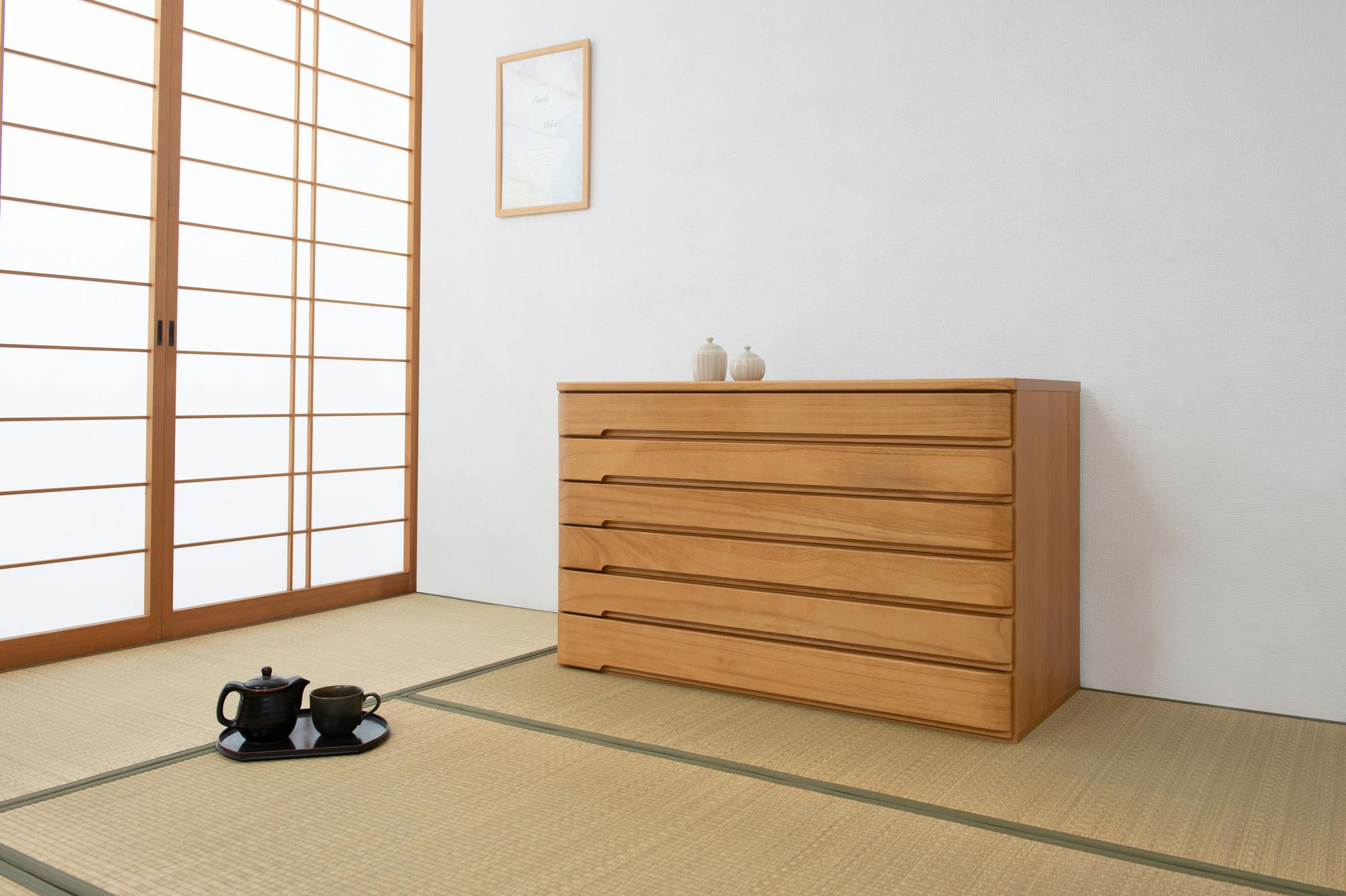 洋風顔の本格派きもの対応桐箪笥 幅100 6段 洋風チェスト ナチュラル