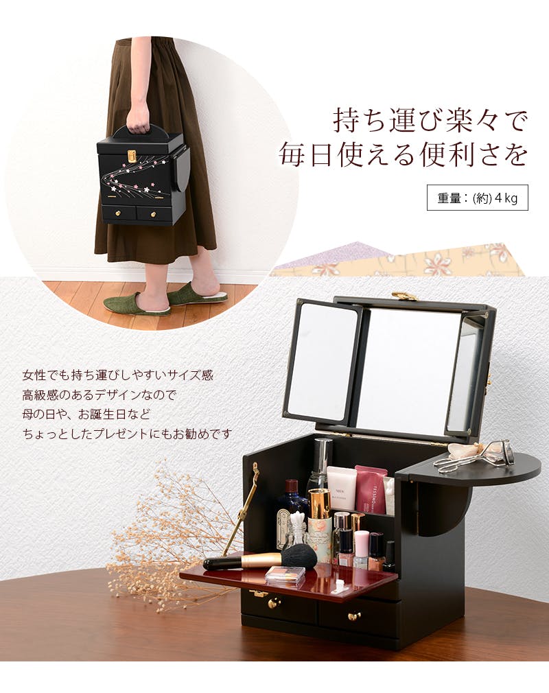 萩原スリーアイ HAGIHARA コスメボックス MUD-6163BK ブラック