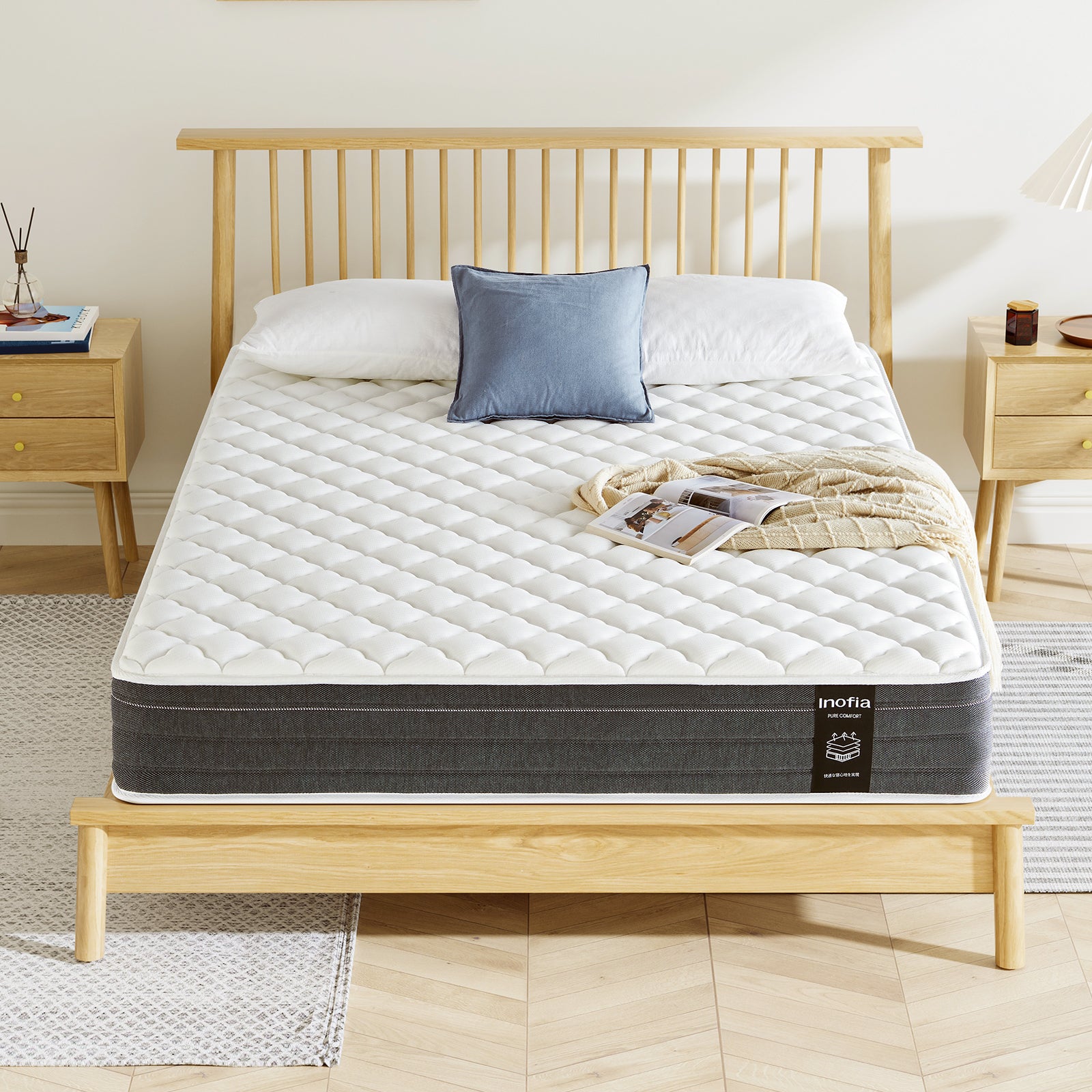 Inofia マットレス 高反発 極厚22cm ポケットコイル 高級ニット 高耐久