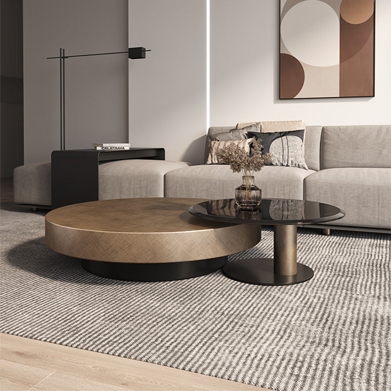 INDOORPLUS公式/ガラス面 ローテーブル 黒金 ラグジュアリ インスタ