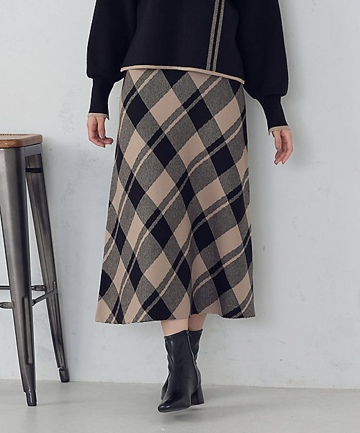 チェック柄 ニットスカート ／ セットアップ対応（1250FM11