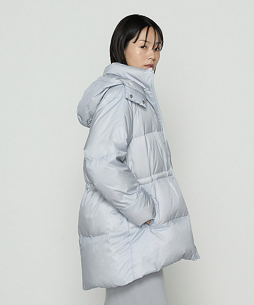 TALLサイズ 〕 ライトナイロンタフタ フード付きダウンコート
