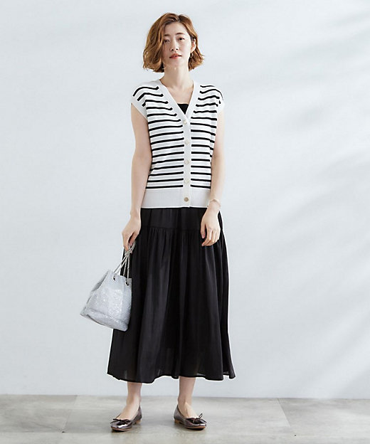 2点SET】可愛く着まわせる！便利なニットベスト＆スカートセット