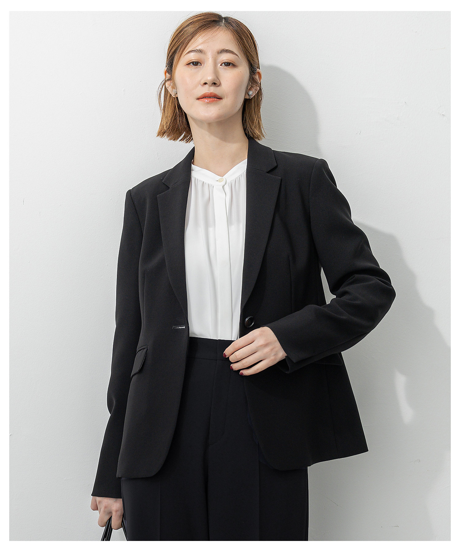 セットアップ対応／洗える】トリアセダブルジョーゼット テーラード