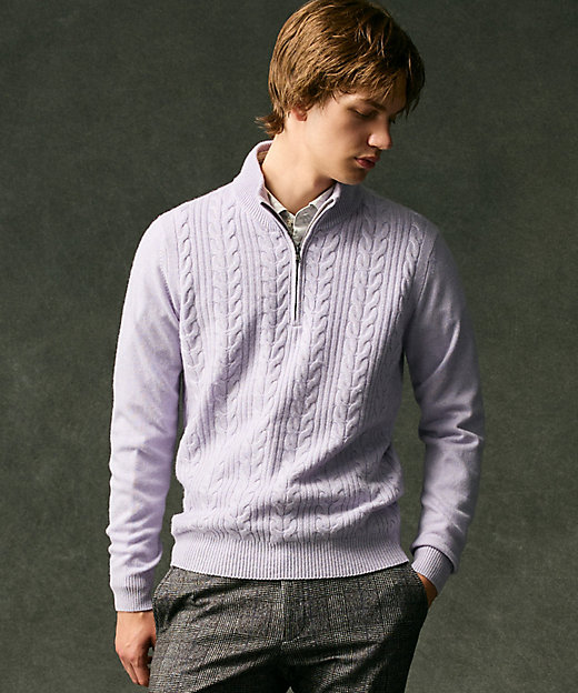 キングサイズ・暖か／軽量】カシミヤブレンド ハーフジップ ニット