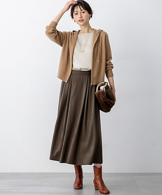 見上愛さん着用／洗える】ピュアカシミヤ ジップアップ ニット