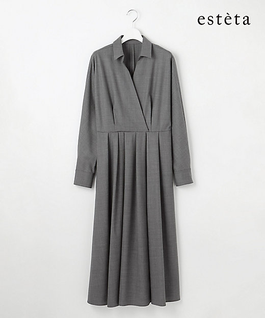 エステータ】ウールトロドライストレッチ カシュクールシャツ