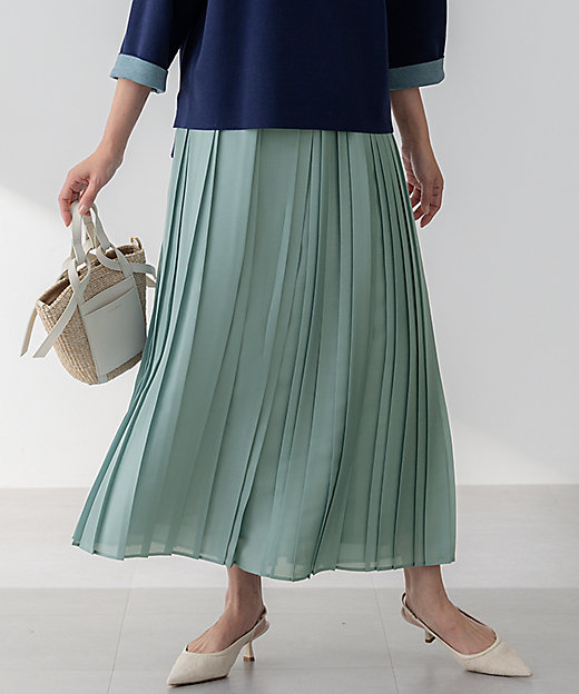 洗える】シアーコンビ プリーツ スカート（SKWOGM0318