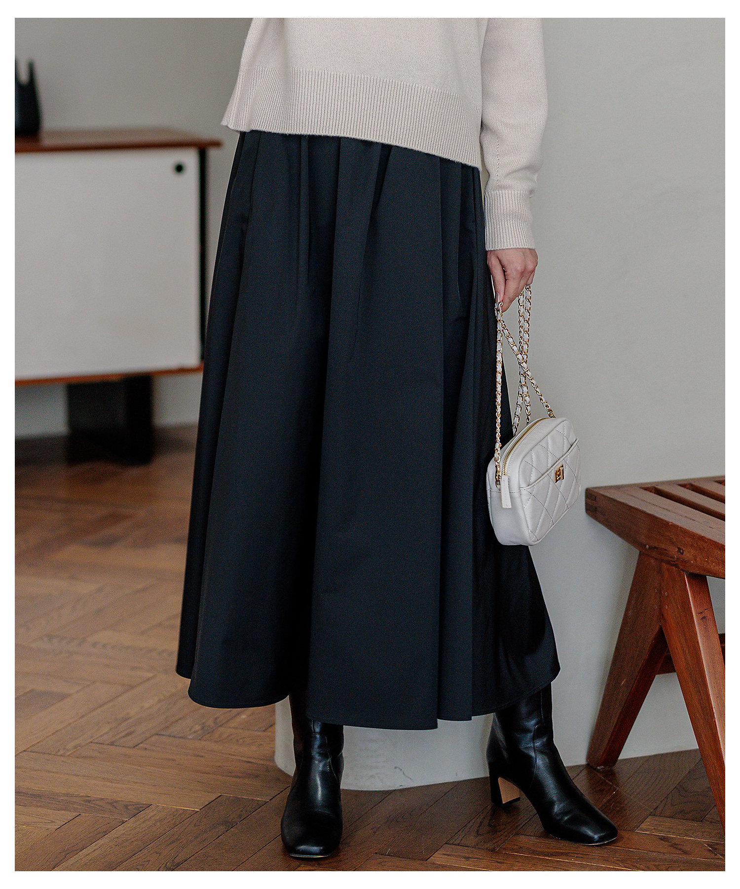 洗える】ブライトタフタ ギャザー スカート（SKWOGS6017