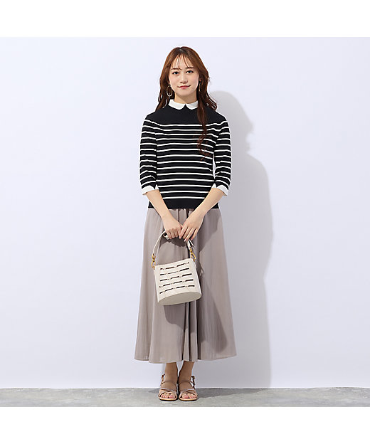 洗える】衿付き風ボーダーニット（73132607） | Liliane Burty