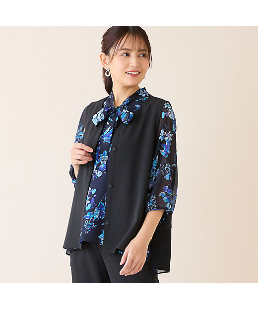 洗える・吸水速乾・セットアップ可】ストレッチツイルノーカラージレ