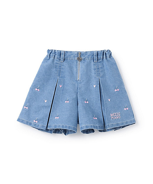 ちび刺しゅうフロントZIP タックキュロットスカート 6061104